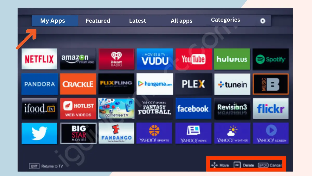 image showing how to Update Apps on Vizio TV