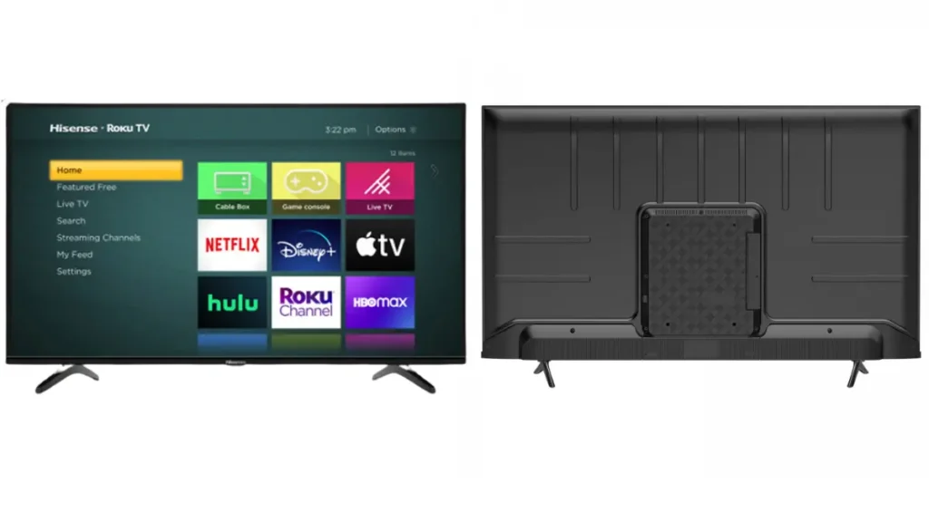 image showing 50 Hisense Roku TV dimensions front and backside