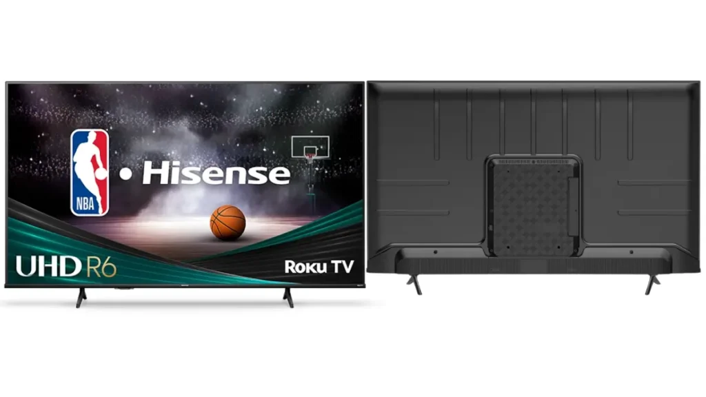 image showing 65 Hisense Roku TV dimensions front and backside