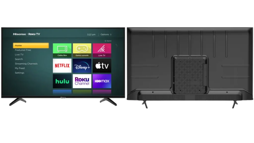 image showing 75 Hisense Roku TV dimensions front and backside