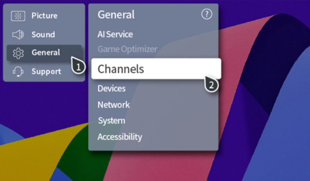 image showing channel setting step for Programming Antenna Channels on LG TV