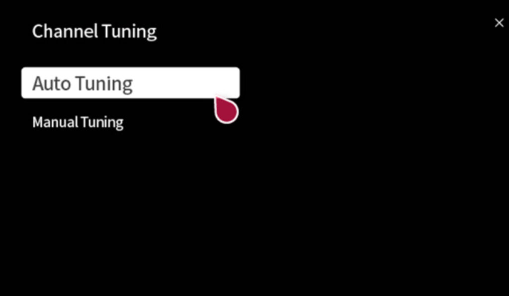 image showing auto tuning step for Programming Antenna Channels on LG TV